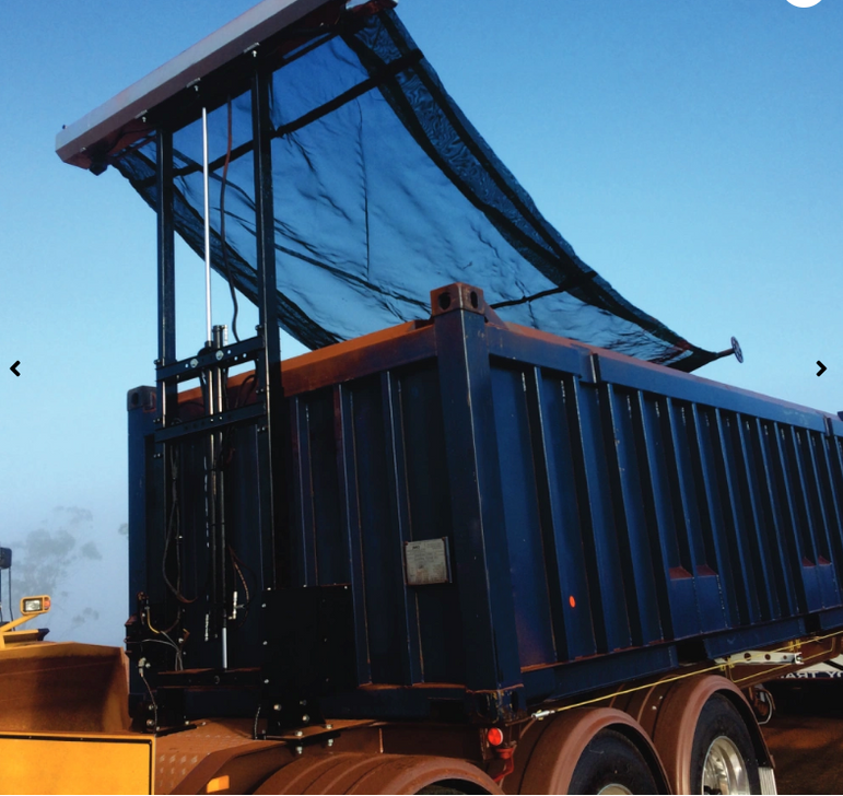 Mesh Dump Truck Tarp Raised on Hydraulic System