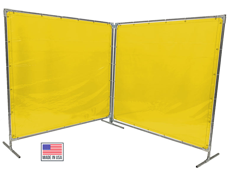 Welding Screens & Frame 2-3-4 Panels, Transparent 14 Mil Yellow, See-Thru Weld Screens