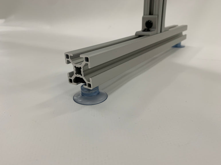 Table top sneeze guard suction cups close up