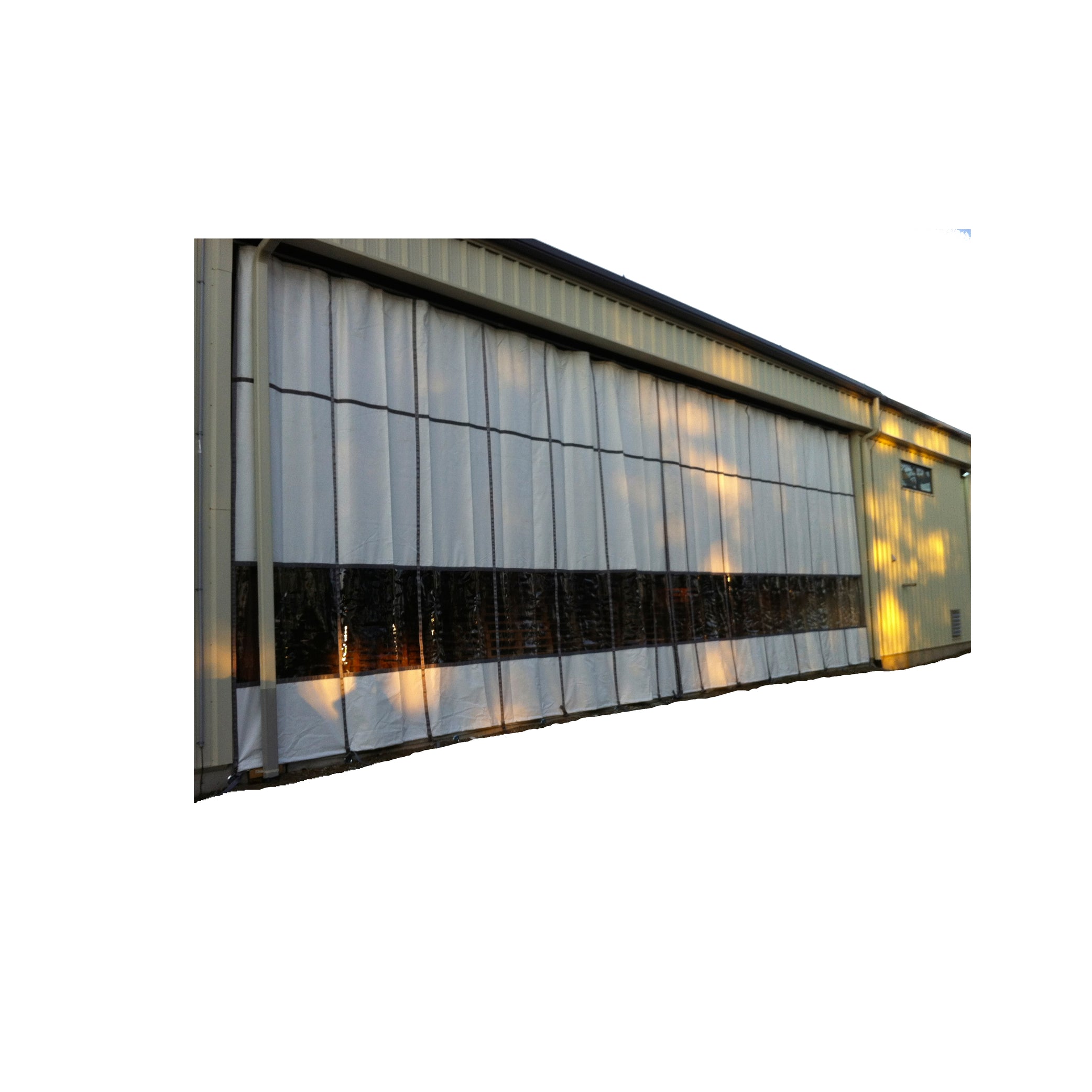Outdoor Industrial Curtain Mounted on Exterior of Warehouse 