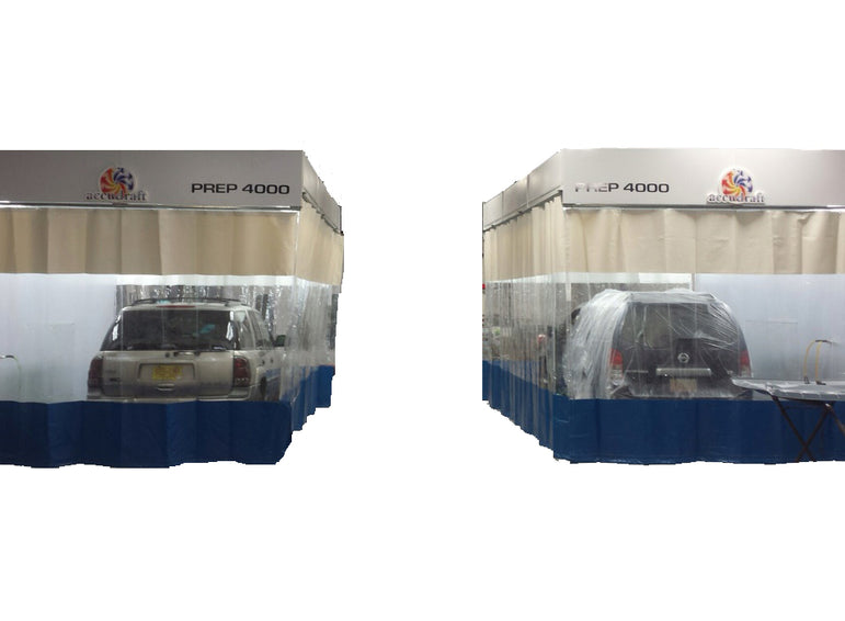 Updraft Booths with Three Sided Paint Booth Curtains