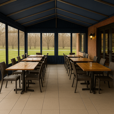 Restaurant Patio Curtain Enclosure Blue