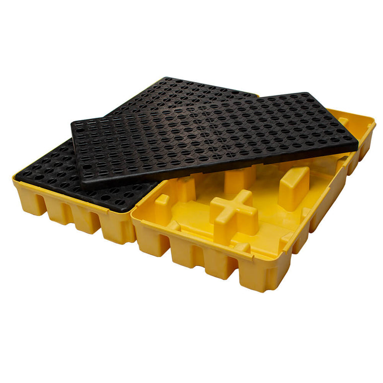 Four Drum Spill Pallet Workstation Yellow