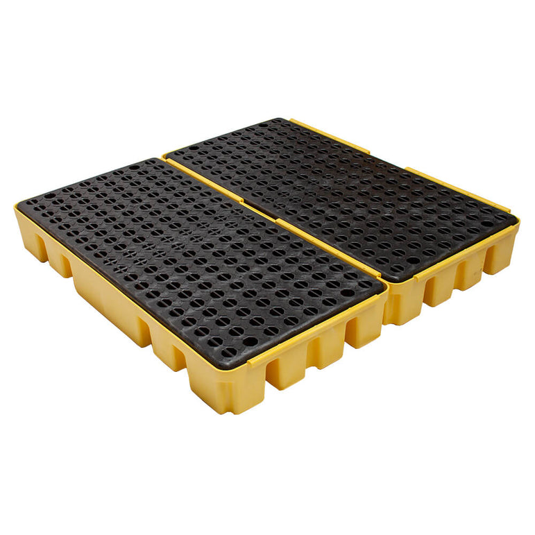 Four Drum Spill Pallet Workstation Yellow