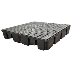 Four Drum Spill Pallet Economy Black with Drain