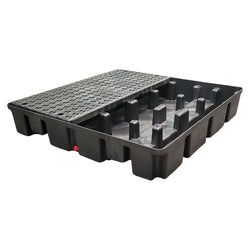Four Drum Spill Pallet Economy Black with Drain