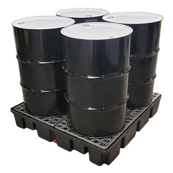 Four Drum Spill Pallet Economy Black with Drain