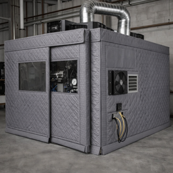 air compressor sound enclosure in manufacturing plant