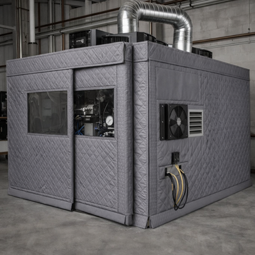 air compressor sound enclosure in manufacturing plant