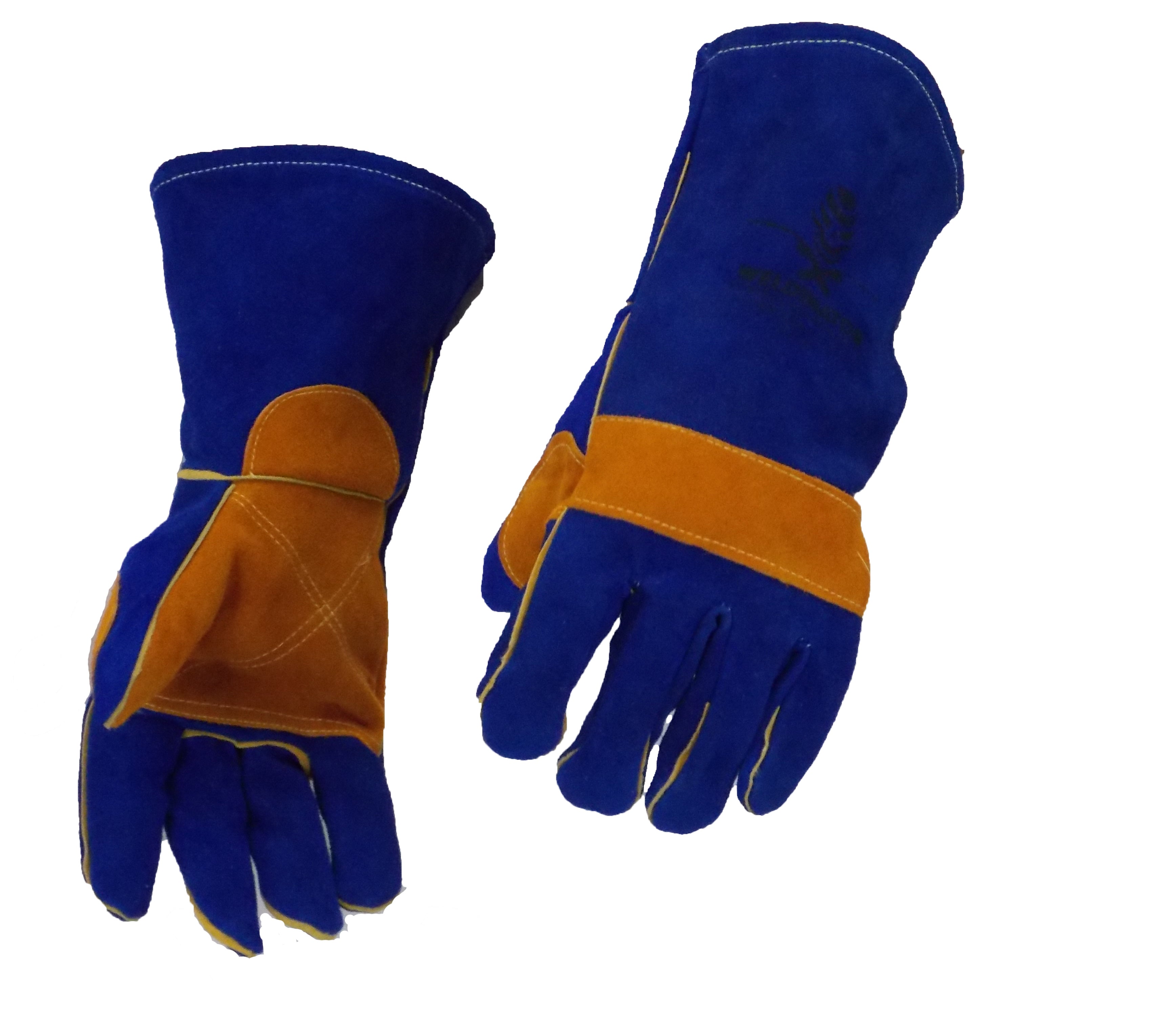 Blue Tan Stick Welding Gloves with Liner from Weldinator
