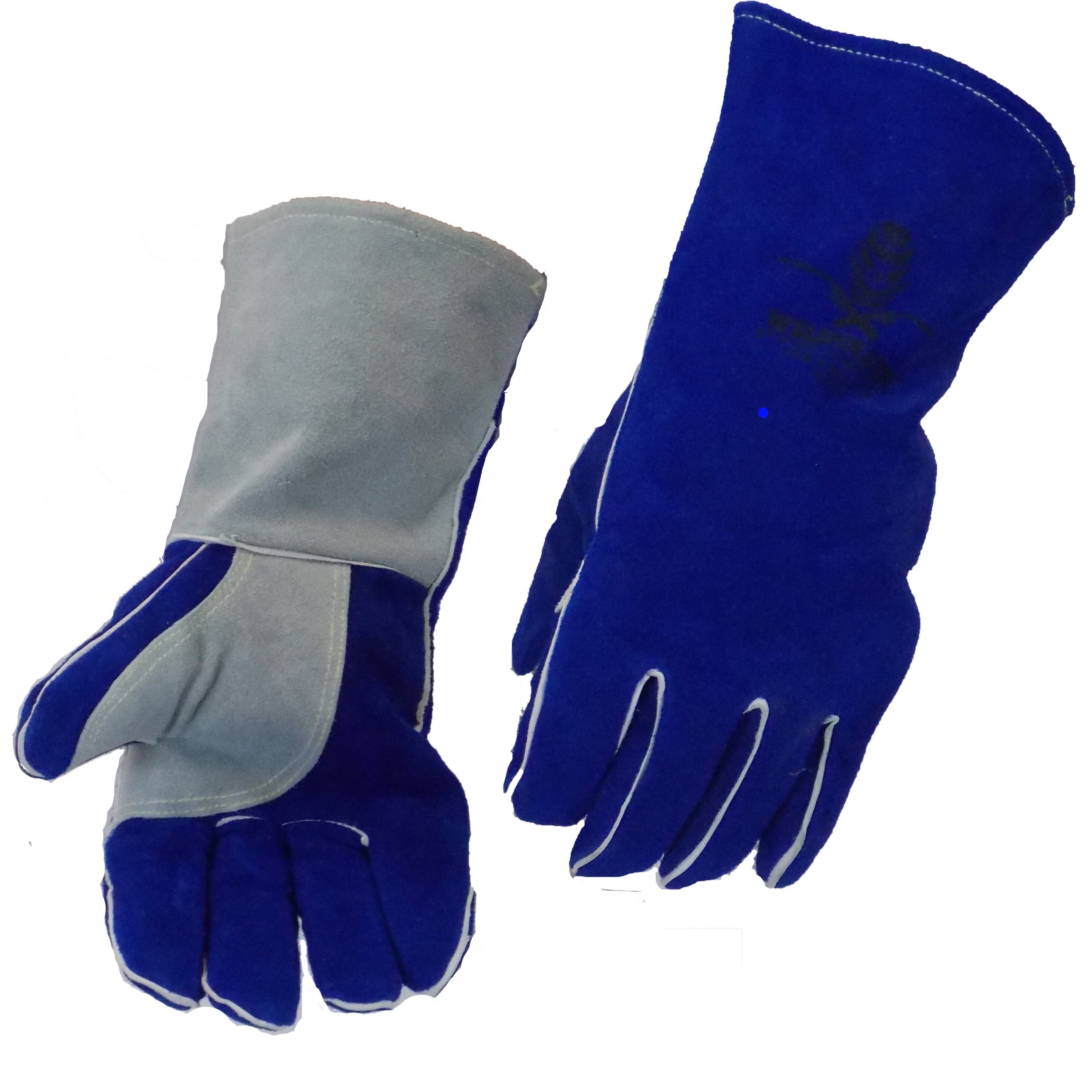 Stick Welding Gloves Split Cowhide - Blue/Gray