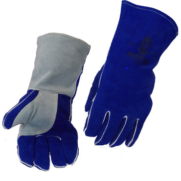 Stick Welding Gloves Split Cowhide - Blue/Gray