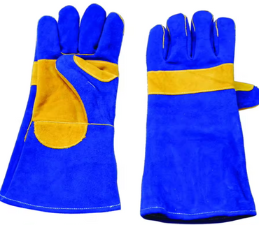 Stick Welding Gloves Split Cowhide Blue Tan