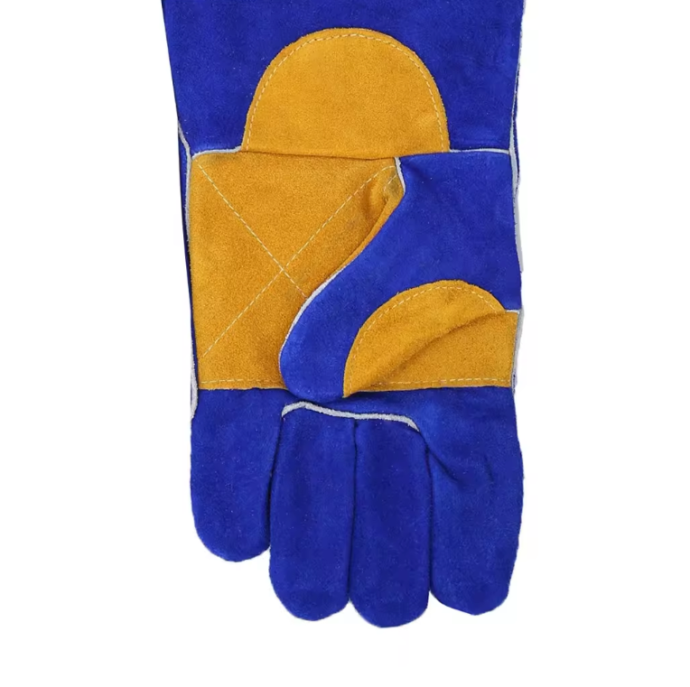 Stick Welding Gloves Split Cowhide Blue Tan