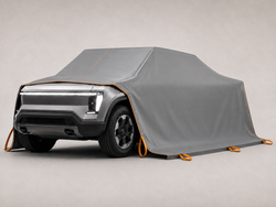 EV fire blanket covering electric truck, reusable, made in USA