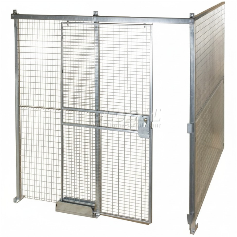 Qwik-Fence wire mesh partition kit with sliding door, 2 sided, 3 sided, or  4-sided configuration
