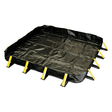 Stinger snap-up spill berm with galvanized steel triangular stays