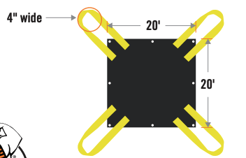 Snow Removal Tarps with Slings 20 x 20 version