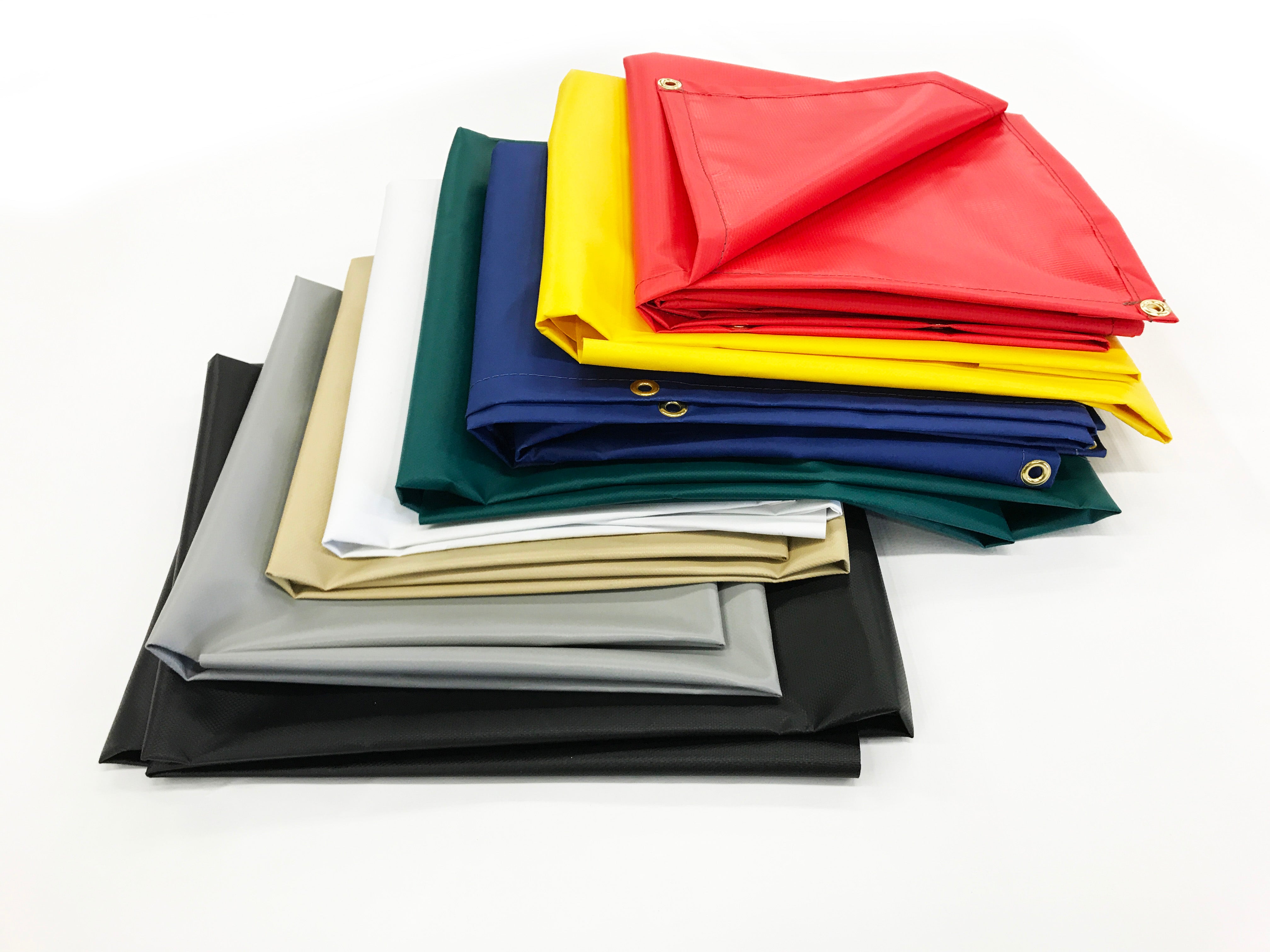 13 oz Vinyl Flame Retardant Tarps in Red, Yellow, Blue, Green, Tan, White & Gray