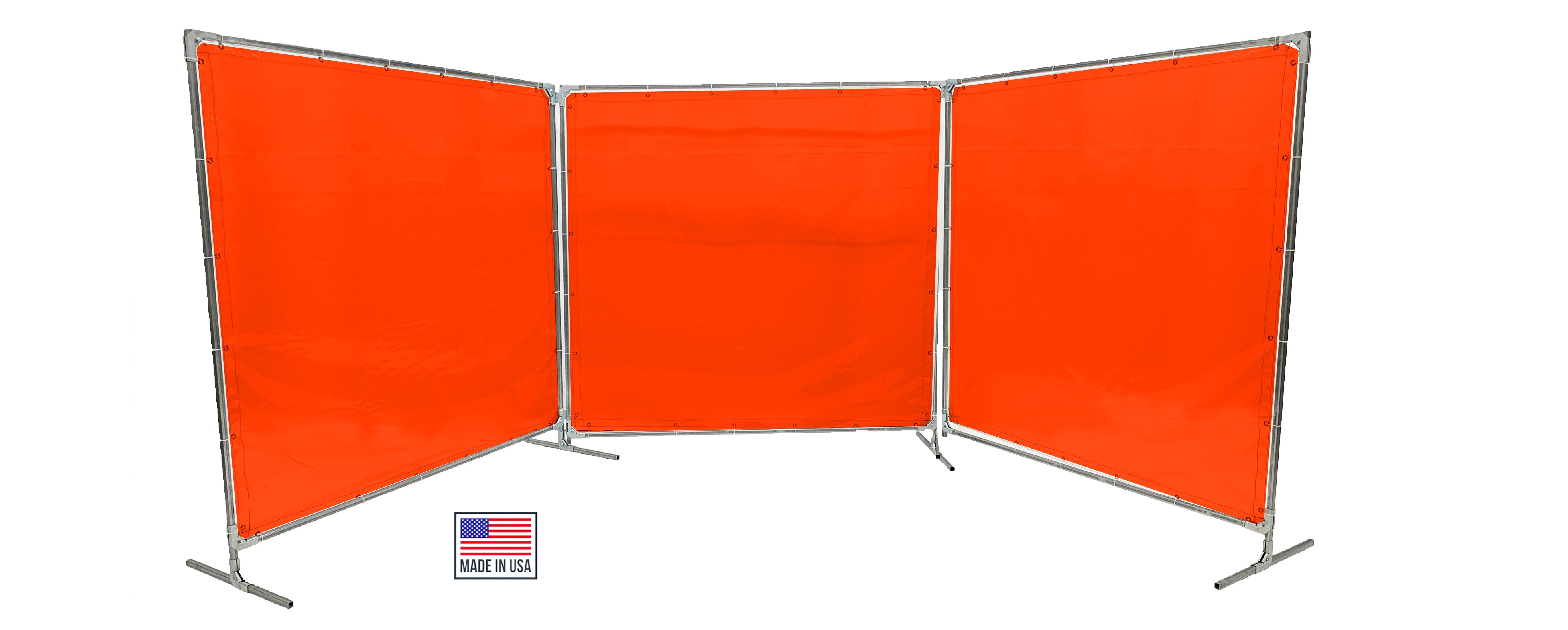 Welding Screens & Frame 2-3-4 Panels, Transparent 14 Mil Orange-Red, See-Thru Weld Screens