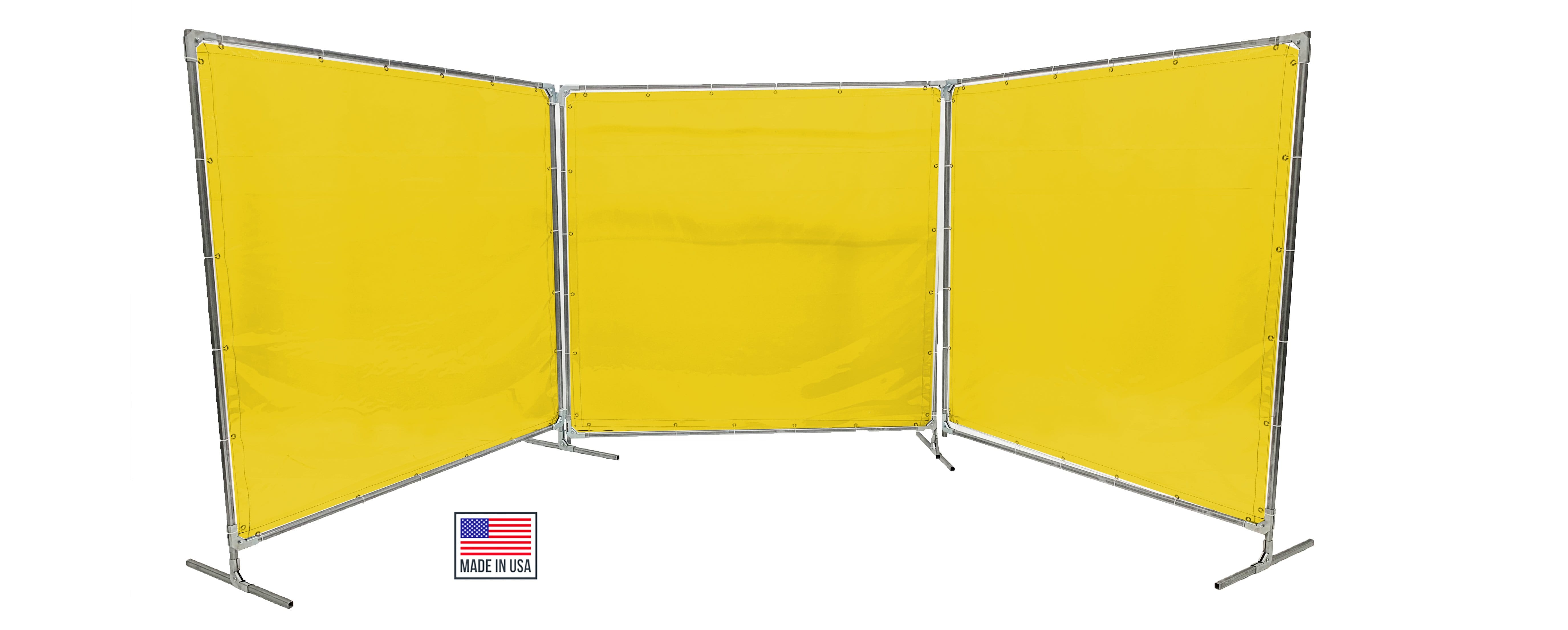 Welding Screens & Frame 2-3-4 Panels, Transparent 14 Mil Yellow, See-Thru Weld Screens