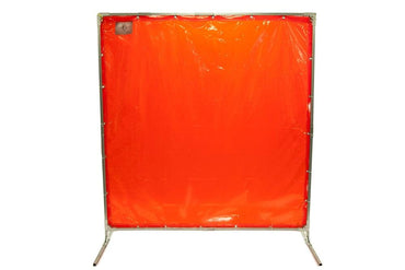 Welding Screens & Frame, Transparent 14 Mil Orange, Heavy Duty, See-Thru Weld Screens