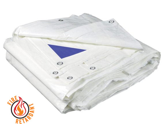 White Heavy Duty Poly Tarps - Flame Retardant