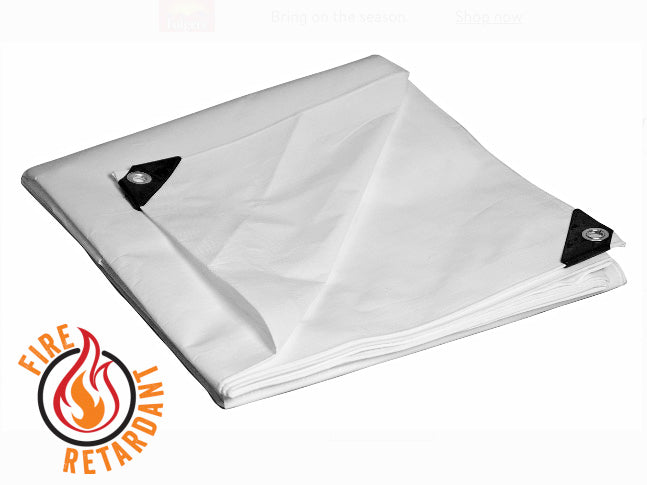 White Poly Tarps Medium Duty - Flame Retardant