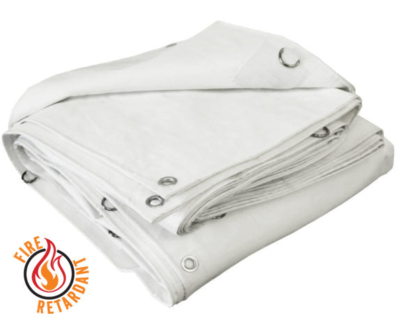 White Poly Tarps Super Heavy Duty - Flame Retardant